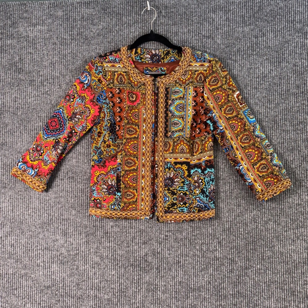 Whimsygoth Anthracite Muse Paisley‎ Jacket Boho Luxe Colorful Statement Blazer